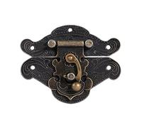 HERCHR Antique Embossing Decorative Brass Hasp Clasp, Decorative Latch Lock with Screws for Wooden Jewelry Trinket Box Decoration(38x29mm)