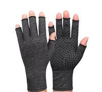HERCHR Arthritis Compression Gloves, Sports Half Finger Gloves Anti Slip Breathable Comfortable Knitted Fabric Gloves for Outdoor, Kayaking, Rowing(L)