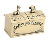 HERCHR Baby’s First Curl and First Tooth Keepsake Box, Baby Keepsake Box Baby Tooth Treasure Chest Box Curl Organizer Fairy Keepsake Box for Boy or Girl(Bronze)