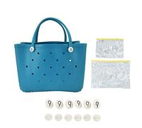 HERCHR Beach Bag, Simple moderns Beach Bag, Washable Open Tote Bags EVA Material Multifunction Space Saving Portable Round Hole Design Large Handbag (Cian)