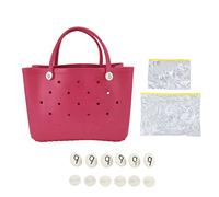 HERCHR Beach Bag, Simple moderns Beach Bag, Washable Open Tote Bags EVA Material Multifunction Space Saving Portable Round Hole Design Large Handbag (Rosa Rojo)
