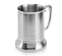 HERCHR Beer Mug 450ml Double Walled Coffee Mug with Handle Stainless Steel Tea Cup Juice Cold Drink Cup Double Wall Beer Tankard for Restaurants Bars Hotel