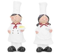 HERCHR Chef Figurines Kitchen, Resin Chef Sculpture Couple Chef Figurine Italian Chef Statues Sculpture for Kitchen Decor Bar Cabinet Bakery Decoration Gift