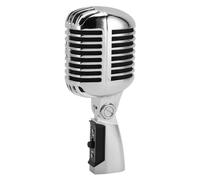 HERCHR Classic Retro Dynamic Vocal Microphone, Professional Classic Dynamic Wired Vocal Cardioid Mic with Self Tensioning Rotating Rack Universal for Singing Stage (Silver)