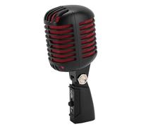 HERCHR Classic Retro Dynamic Vocal Microphone, Professional Classic Dynamic Wired Vocal Cardioid Mic with Self Tensioning Rotating Rack Universal for Singing Stage (Black)