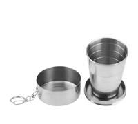 HERCHR Collapsible Metal Cup,60ml/2.1Oz Stainless Steel Folding Cup,Camp Keychain Design Retractable Telescopic Collapsible Cup Metal Cup Stackable Drinking Mug Camping Hiking Bottle Folding Cup