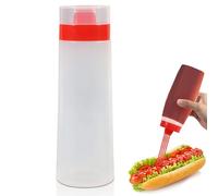 HERCHR Condiment Squeeze Bottle,Squeezy Sauce Bottle Refillable Condiment 4 Hole Container,Reusable Squeeze Condiment Bottles Dispenser Seasoning Dispenser for Mayonnaise,Mustard,Hot Sauce,Olive Oil