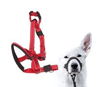 HERCHR Dog Head Halter, Breathable Dog Head Collar Harness Mouth Cover with Adjustable Strap for Outdoor Small Medium Large Dogs Leash Training Walking (L)