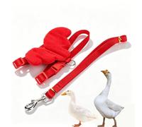 HERCHR Duck Harness and Leash Set, Adjustable Pets Traction Rope Pet Chest Strap Walking Harness Traning Leash Chicken Goose Breathable Traction Rope for Small Poultry (S Red)