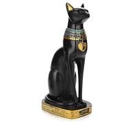 HERCHR Egyptian Cat Statue Ornaments Egyptian Cat Statue Ancient Egypt Black Cat Figurine Collectible 11.02in Length for Decoration Home Office Bar Luck Feng Shui Decor