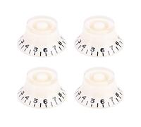HERCHR Electric Guitar Top Hat Knobs, 4 PCS Speed Tone Volume Control Knobs for EPI Electric Guitar (Off-White Black Letters)