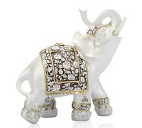 HERCHR Elephant Statue Ornament Feng Shui Lucky Wealth Elephant Statue Sculpture 5.3x2.6x5.5in Resin Elephantfigurine Artisanal for Home Office Decor
