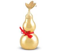 HERCHR Feng Shui Brass Wu Lou Gourd 4.1in Good Chinese Good Luck Hu Lu Brass Statue Collectible Figure Fortune Wealth Health Succes Amulet Decorations Pendant to Friends Families Lover