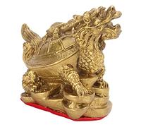 HERCHR Feng Shui Statues Wealth Lucky Figurine,Gold Dragon Turtle Wealth Protection Statue Dragon Tortoise Feng Shui Copper Craft Decoration Home Decoration