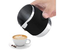 HERCHR Handleless Milk Pitcher, 12OZ/ 350ML Stainless Steel Sharp Spout Milk Jug Frothing Cup Steaming Pitcher Espresso Milk Steamer with Silicone Cup Sleeve for Making Latte Art, Cappuccino, Black