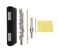 HERCHR Key of C Piccolo with PU Leather Box, Cleaning Cloth and Rod, Piccolo Instrument for Beginners Students C Piccolo Flute Nickel-Plated Piccolo (Silver)