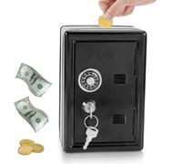 HERCHR Kid Safe Piggy Bank,Kids Safe with Key,Piggy Bank Code Lock with Password and 2 Keys Piggy Bank for Boys Girls,Metal Key Money Bank Safe,Saving Money Box for Kids Children, 4.7x3.9x7.1inch