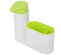 HERCHR Kitchen Sink Soap Dispenser, Sponge Holder, Dish Caddy with Soap Dispenser Pump, 2 Compartment, Green