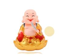 HERCHR Laughing Buddha Statue Solar Nodding 3.6×3.6×4in Maitreya Buddha Statue Fengshui Figurine Zen and Feng Shui Decoration Lucky Laughing Maitreya Ornament Figurine for Car Dashboard