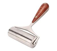 HERCHR Leather Roller, Leatherworking Roller Leather Press Edge Roller Leathercraft Wooden Handle Leather Roller Stainless Steel Leather Press Roller with Wooden Handle for Diy Leather Crafts