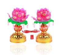 HERCHR Lotus Table Lamp Battery Powered LED Lotus Buddhist Lamp Vintage Decorative Cordless Light USB Powered Light Transmitting Engraving Pattern for Patio Indoors Outdoor