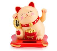 HERCHR Lucky Cat Solar Powered Maneki Neko Beckoning Lucky Waving Cat 2.76 x 2.56inch Chinese Japanese Feng Shui Money Decoration for Home Car Dashboard Decor Welcoming Fortune