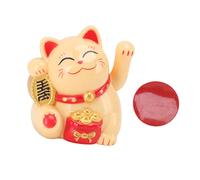HERCHR Lucky Cat Waving Arm, Lucky Beckoning Cat Fortune Lucky Cat Solar Fortune Cat Statue Decorations Good Luck Wealth Cat for Home Office Display Car Decor(Smile yellow)