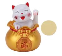 HERCHR Maneki Neko Waving Cat,Lucky Cat Waving Moving Arm Solar Power Chinese Fortune Cat 3.5x2.6inch Good Luck Wealth Welcoming Cat Cute Lucky Cat Fortune Cat Statue for Office Home