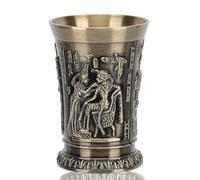 HERCHR Metal Wine Goblet, Vintage Whiskey Shot Glass Hand-Embossed Mini Wine Cup Egyptian Vodka Glasses Gift Decoration Ornaments for Party Wedding Anniversary