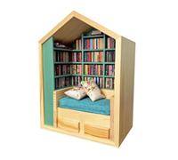 HERCHR Mini Anxiety Bookroom for Stress Relief and Fun Decor, Antique Miniature Book Library Shelf for Coffee Home Office Desk Decor