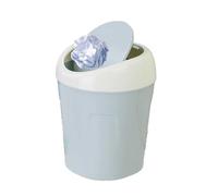 HERCHR Mini Trash Can, Desktop Trash Can with Swing Lid Tabletop Wastebasket Plastic Countertop Garbage Can Tiny Waste Garbage Bin for Home Office(Blue)