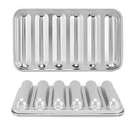 HERCHR Mold Sausage,6 Sausages Hot Dogs Silicone Mold with Lid,DIY Ham Making Mould,Stainless Steel Baking Pan Food for DIY Meat Sausage Mould for Hot Dog Bun