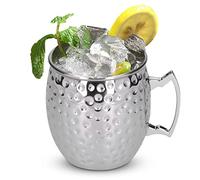 HERCHR Moscow Mule Cocktail Mugs, Stainless Steel Cups Hammered Pure Sliver Cup Beer Mugs Wine Tumbler for Cocktail, Wine, Beer, Cold Drink, Home, Bar, Party, Gifts, 550ml