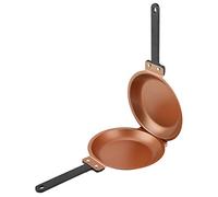 HERCHR Non Stick Grill Pan Double Sided Baking Pancake Frying Pan with Double Sided Flip Design 7.48×6.5in Fried Egg Pot for Fluffy Pancakes Omelets Frittatas Dishwasher Safe