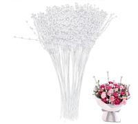 HERCHR Pearl Sticks Pearls for Flowers,100Pcs Brides Bouquet Sprays Corsage Creations Flowers Maids Stems for Wedding Home Party Decoration Art Craft