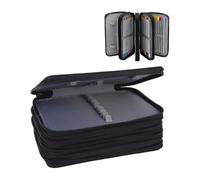 HERCHR Portable Colored Pencil Case 72 Slots Holds 72Pcs Pens Colored Pencil Pouch Bag Organizer 4 Compartments Portable Watercolor Brushes Wrap Organizer for Office and Travel (Black)