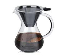 HERCHR Pour Over Coffee Maker with Reusable Stainless Steel Filter 14Oz 400ml Pour Over Coffee Maker Glass Hand Drip Coffee Brewer Set Hold 2 Cups