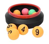 HERCHR Recreation Activity Lottery Number Ping Pong Balls Numbered Balls 1 To 10 Lottery Balls Table Tennis Balls with Folding Bucket for DIY Project(Yellow)