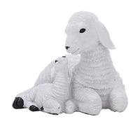 HERCHR Sheep Figurines, Rustic Style Distressed Look Resin Material Decorative Sheep Statues Outdoor Decor Art White Lamb Ornament for Farm Themed Crafts