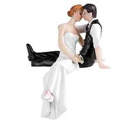 HERCHR Sitting Bride and Groom Wedding Cake Topper Hugging Couple Figurine for Decor