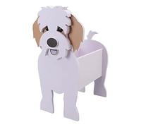 HERCHR Small Westie Dog Planter,Animal Plant Pots Outdoor Indoor Garden Planter 13.4x9.3x7.1in Dog Shaped Planterpot Wooden Succulentplanters Flowerpots for Indoor Outdoor Garden