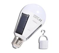 HERCHR Solar LED Light Bulb, E27 7W 12W Rechargeable Battery Backup Bulb with Portable Hook for Home Emergency Outdoor Hiking Camping Light (7W)
