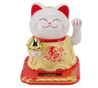 HERCHR Solar Powered Waving Cat Cute Fortune Cat Ornament Good Luck Wealth Lucky Chinese Welcomingcat Figurine 4.1x3.7x3.3in for Home Office Business Decor