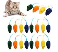HERCHR Squeak the Mices Cat Toy 20Pcs Cat Mouses Toys Mices Animals Interactive 4 Colors Relieve Stress Squeak for Indoor Pet Play Fetch
