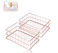 HERCHR Stackable Metal Storage Baskets,2Pcs Wire Storage Basket Bins Organizer for Kitchen or Bathroom,9.6x6.5x2.4inch Metal Wire Basket Bathroom Organizer Desktop Decor