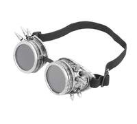HERCHR Steampunk Goggles, 55mm/2.17inch Frame Vintage Spiked Kaleidoscope Goggle Cycling Glasses Double Layer Windproof Sunglasses Costume Accessory for Punk Gothic Cosplay Party (Aged Silver)