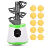HERCHR Table Tennis Automatic Launcher, Table Tennis Robot Ping Pong Ball Machine with 10 Tennis Trainer Balls Automatic Launcher Training Machine