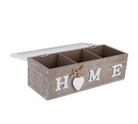 HERCHR Tea Bag Holder Organiser 3 Compartment Tea Box for Tea Bags with Viewing Window,9.4x3.1inch Wooden Jewelry Box for Kitchen Countertop Cabinets Pantry