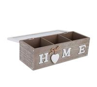 HERCHR Tea Bag Holder Organiser 3 Compartment Tea Box for Tea Bags with Viewing Window,9.4x3.1inch Wooden Jewelry Box for Kitchen Countertop Cabinets Pantry