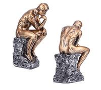 HERCHR Thinker Statue, Silence is Golden Statue Thinker Sculpture Creatives Abstract Figurine for Home Office Bookshelf Ornament(Bronze)